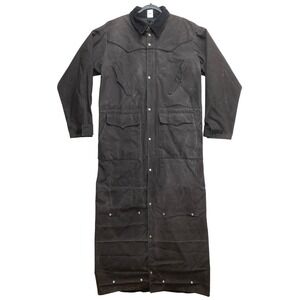 Schaefer Outfitter Duster Coat Mens M Gray Waxed Canvas Western Long Jacket